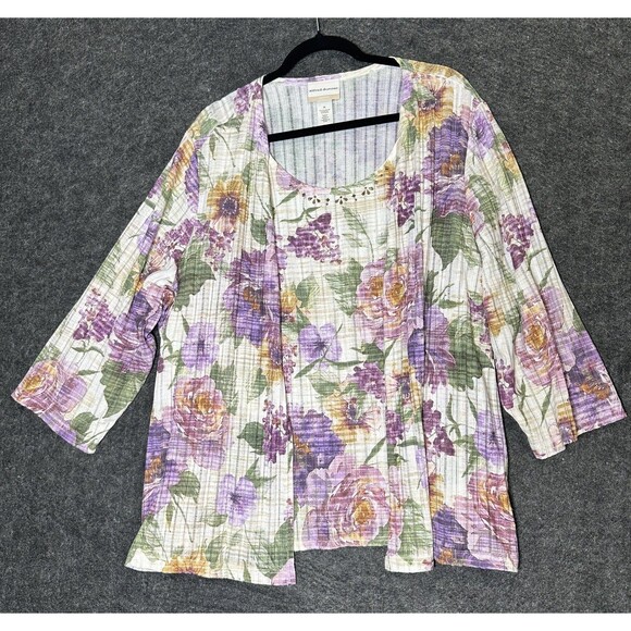 Alfred Dunner Pastel Floral Textured blouse Women's 3XL - Picture 1 of 5
